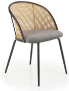 Szare krzesło ażurowe z rattanowym oparciem K5-K32