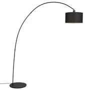 Luk Nowoczesna Lampa Łukowa Czarna z Abażurem - Vinossa Nowoczesny Oswietlenie wewnetrzne