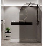 Ścianka prysznicowa WALK IN fix grafitowa półokrągła 8mm MOLIS Grafit Oval MASSI | Różne rozmiary : Kolor profili kabiny - złoty szczotkowany, Szerokość ścianki - 70 cm, Typ montażu - WALK in FIX (Do ściany)