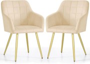 Zestaw 2 beżowych krzeseł pikowanych glamour C5-G26