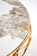 VENUS 2 Ława kawowa Stolik kawowy Okrągła Biały marmur Złoty Glamour