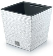 Donica ogrodowa kwadratowa Furu Square Low 24 cm biały PROSPERPLAST