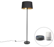 Inteligentna lampa podłogowa czarna z czarnym kloszem 45 cm z Wifi A60 - Simplo Nowoczesny Oswietlenie wewnetrzne