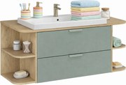 Zielona szafka pod umywalkę z półkami i szufladami C8-S31