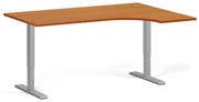 Narożne biurko z regulacją wysokości, 160x120 cm, 2 silniki, L/P, szara podstawa, czereśnia