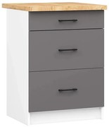 Szara dolna szafka kuchenna z szufladami K0-B90