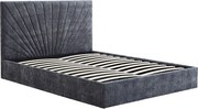 Łóżko ze skrzynią  140 x 190 cm - Tkanina teksturowana - Kolor antracytowy - RIBIOLA