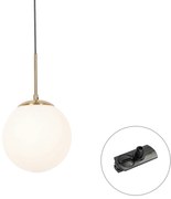 Art Deco hanglamp goud met opaal glas incl. rail adapter zwart 1-fase - Iconic Flore ArtDeco Oswietlenie wewnetrzne