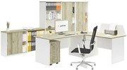 Zestaw mebli biurowych MIRELLI, typ B, biały/dąb sonoma