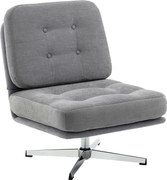 HOMCOM Obrotowy Fotel Akcentowy, Tapicerowany Fotel Czytelniczy z Chenille, Szerokim Siedziskiem, Sprężynowym Wypełnieniem i Metalowymi Nogami, Jasnoszary | Aosom PL