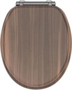 Deska WC MDF FSC imitacja orzecha z hamulcem opadania i metalowymi zawiasami grafit szczotkowany, odpinana