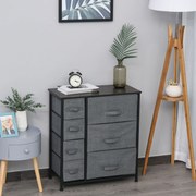 Homcom Szafka do Przechowywania 7 Szuflad Tekstylnych Metal Drewno Len Szara Wielofunkcyjna 635x30x71cm | Aosom PL