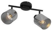 Plafon z reflektorami czarny z dymionym szkłem 2-światła regulowany - Laura