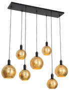 Designerska lampa wisząca czarna ze złotym szkłem 7-punktowa - BertDesignerski Oswietlenie wewnetrzne