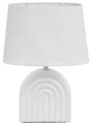 Biała lampa stołowa ceramiczna z tekstylnym kloszem (wysokość 31 cm) – Casa Selección