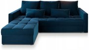 Ciemnoniebieska rozkładana narożna sofa ZENOVA 220x140 cm, dwustronna