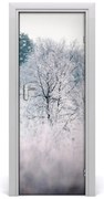 Naklejka na drzwi samoprzylepna Las zimą