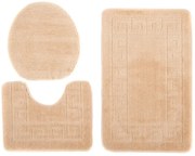 Puszysty beżowy komplet dywaników do łazienki T8-T69