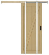 Drzwi przesuwne chowane w ścianie z drewna i MDF - Naturalny jasny - wys. 205 x szer. 63 cm - BALERMA