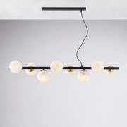 Lampa wisząca Adrian z czarnego lakierowanego i brązowionego żelaza, 8 lamp, dł. 121 x 30, BL278-8-NR
