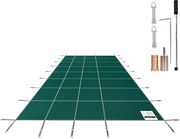 Zimowa Osłona Basenowa, SucceBuy 430 x 790 cm Prostokątna Siatkowa Osłona Bezpieczeństwa, Zielona na Zewnątrz Zimą