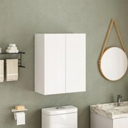 Wisząca szafka łazienkowa biała, nowoczesna, z 2 drzwiczkami, montowana na ścianie – 3 półki, 80 cm