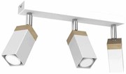 Lampa sufitowa, potrójna, biała, kierunkowa SOLO SAWN WHITE / PATINATED WOOD 3x mini GU10