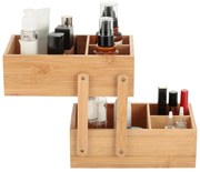 Bambusowy organizer łazienkowy na kosmetyki w naturalnym kolorze Isalys – MSV