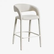 Wysoki Taboret Tapicerowany Arazeina Bouclé White - Sklum