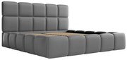 Łóżko ze skrzynią 160 x 120 cm - Tkanina o teksturze skóry - Szary - DAMADO Pascala Morabito