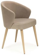 Beżowe welurowe krzesło na bukowych nogach  H4-T25