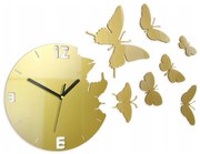 Zegar ścienny nowoczesny do salonu lub sypialni akrylowy złoty z motylami