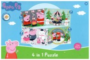 Puzzle dla dzieci 4 w 1 ŚWINKA PEPPA z bałwankiem, 19x29 cm