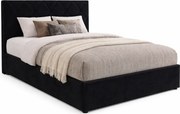 Czarne łóżko tapicerowane z pikowanym zagłówkiem 160x200 C2-P39