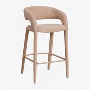 Wysokie Krzesło Barowe 75 Cm Tapicerowane Arazeina Gruby Chenille Latte Brown - Sklum