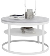 Okrągły stolik kawowy biały + beton S7-G39