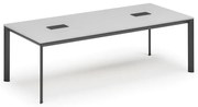 Stół konferencyjny PRIMO INVITATION, 240x120 cm, biały + 2x port blatowy TYP I, czarny