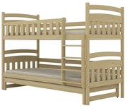 Łóżko piętrowe JULITA 160x80 sosna lakierowana drewniane trzyosobowe KOCOT KIDS