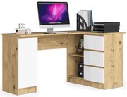 Prawostronne biurko z 3 szufladami dąb artisan + biały G7-N69