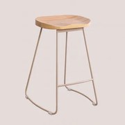 Zestaw 2 Wysokich Stołków Ze Stali I Drewna Wiązowego Neicol Nature & ↑65 Cm - Sklum
