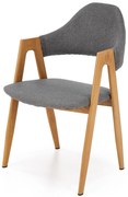 K344 Krzesło Tapicerowane Dąb miodowy Szary Skandynawski Metalowe