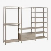 Janine 3-częściowa Otwarta Szafa Modułowa Z Półkami Stalowymi Moka Brown - Sklum