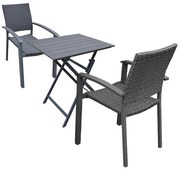 Zestaw rattanowy ogrodowy CALVIN BALCONY 1+2 (szary)
