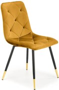 Musztardowe welurowe krzesło pikowane W7-F95