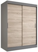 Szafa przesuwna 150 cm antracyt + dąb sonoma W1-A97