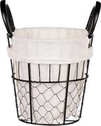 Metalowy koszyk dekoracyjny z tkaniną Vienne, 18 x 18 x 18 cm