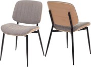 Krzesło do jadalni MCW-O44 (zestaw 2 sztuk),  naturalny, jasnoszary