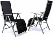 2x ustawialne krzesło ogrodowe z podnożnikiem - czarne