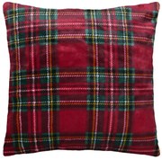 Poduszka świąteczna KLAUS w szkocką kratę, 45 × 45 cm