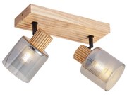 Nowoczesny reflektor drewniany z przydymionym szkłem 2-punktowy obrotowy i uchylny - Gracy Nowoczesny Oswietlenie wewnetrzne